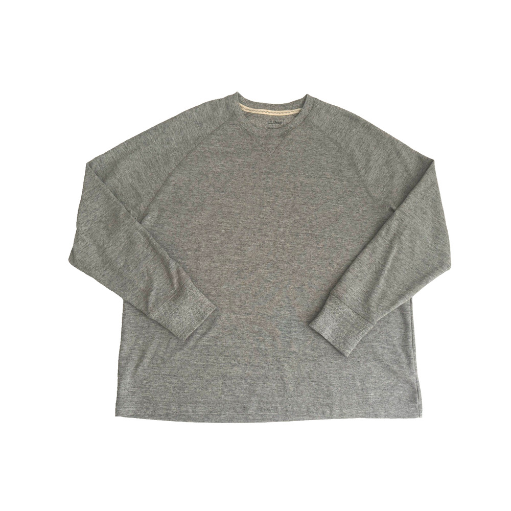 LL Bean Thermal Shirt XL Reg. Gray Waffle-Knit Long-Sleeve Pullover Semi-Fitted